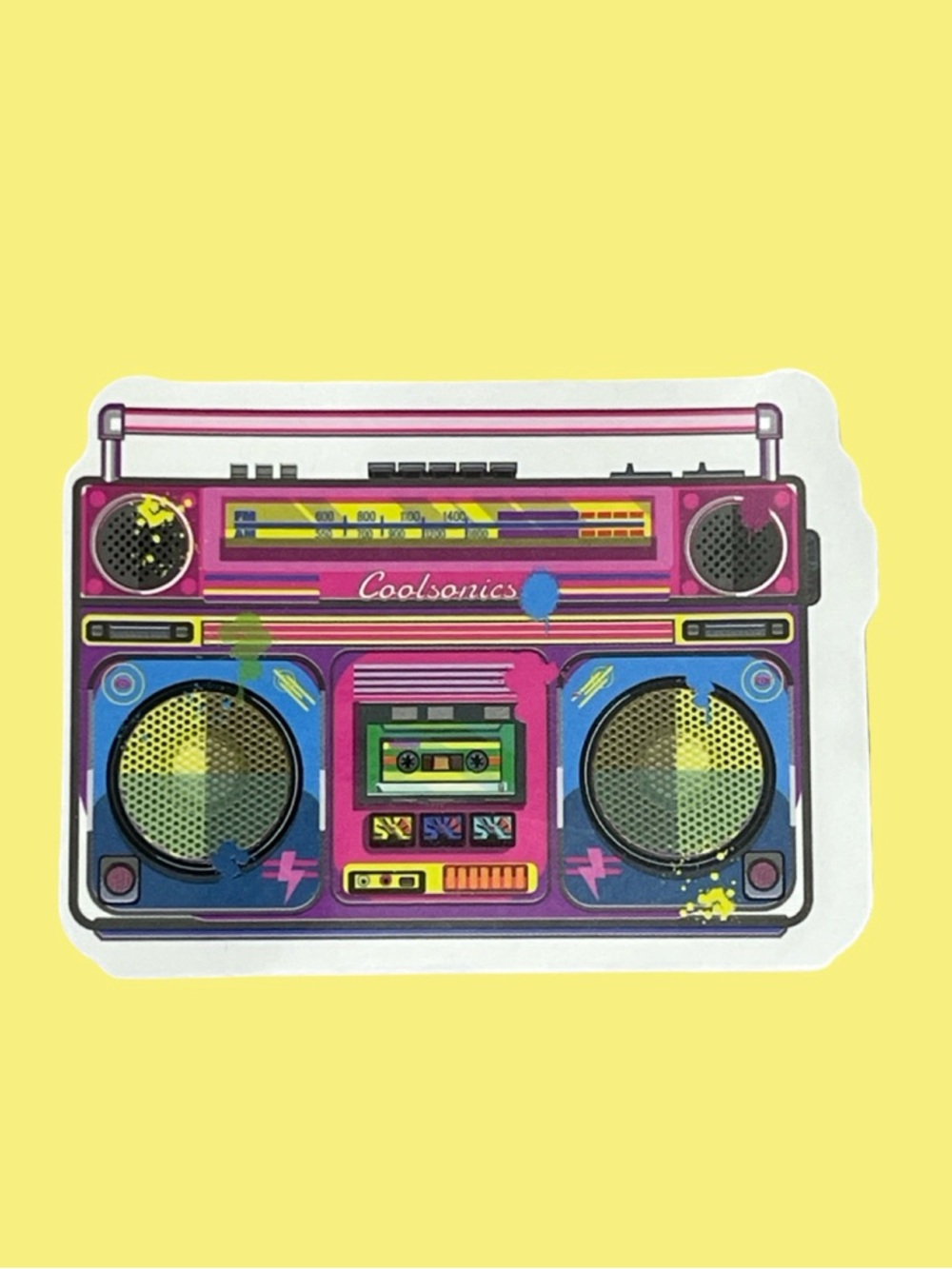 Retro Pink & Blue Boombox Sticker